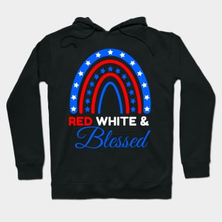 Red, Blue, and Blessed American US Flag Fireworks 4th Of July Celebration 4th of July Rainbow Hoodie